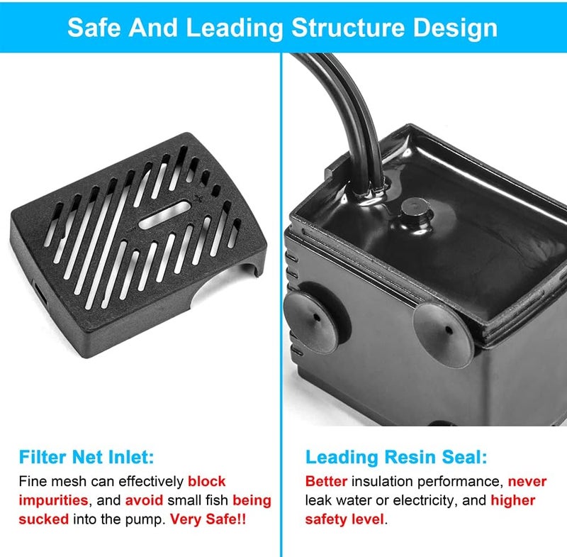 DATOO 95GPH 5W Small Submersible Water Pump Mini Fountain Pump Ultra Quiet For Aquarium Fish Tank Pond Statuary Hydroponics - Image 4